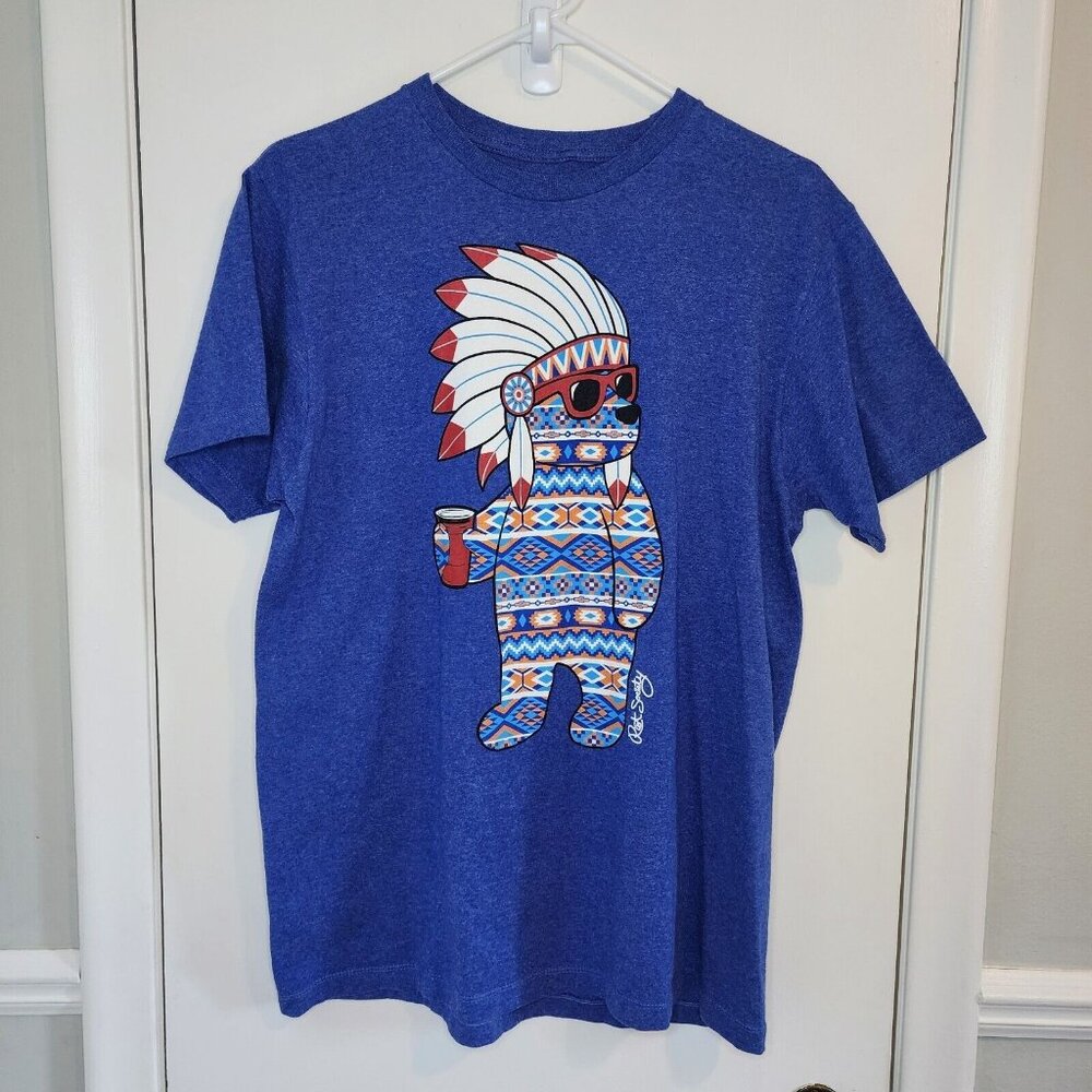 Riot Society Men T-Shirt Medium Graphic Blue Bear Native American